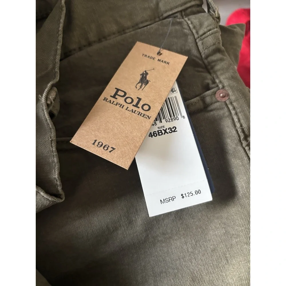 Ralph Lauren Jeans Men's 46Bx32 Green Hampton Relaxed Straight‎ Garment Dyed NEW